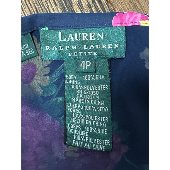 Lauren Ralph Lauren Women's Lined Silk Maxi Skirt in Navy Blue Floral Size 4P - Picture 4 of 7